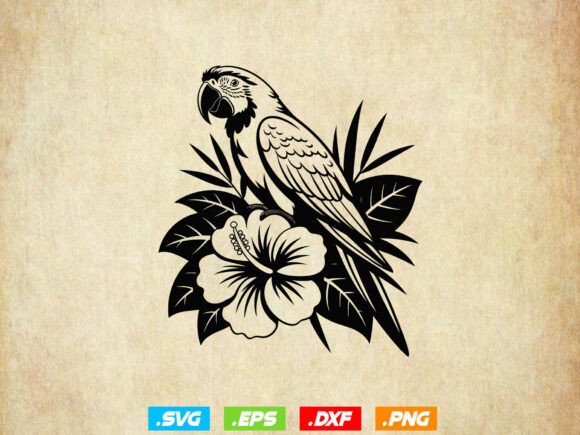 Floral Parrot SVG: A Vibrant Graphics Asset for Crafts