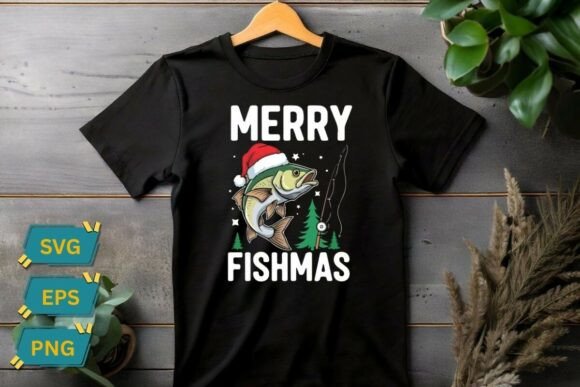 Funny Merry Fishmas Trout Fishing Graphics for T-Shirts