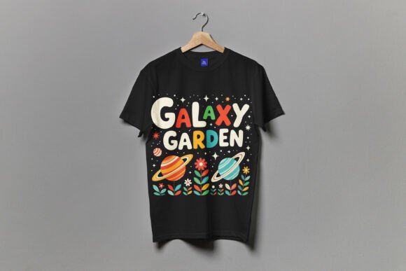 Galaxy Garden - Cosmic Bloom Tee: A Vibrant T-Shirt Design for Modern Brands