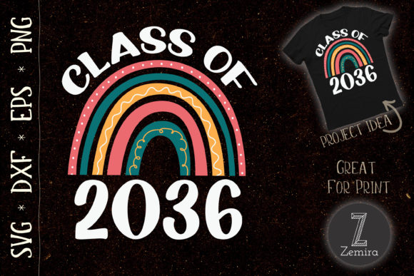 Graphics for T-Shirts: Rainbow Class of 2036 Student