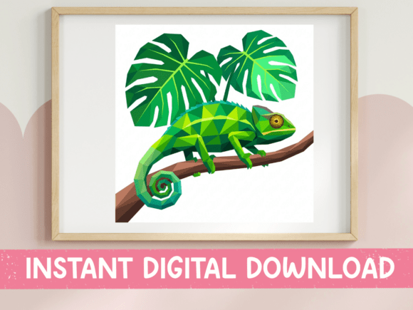 Low Poly Chameleon Graphics for T-Shirt Designs