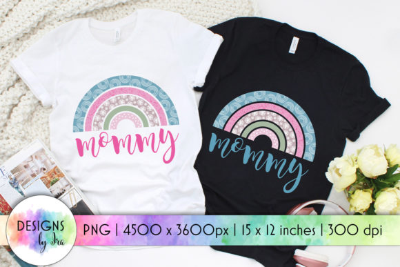 Mommy Sublimation Rainbow Print for T-Shirt Graphics