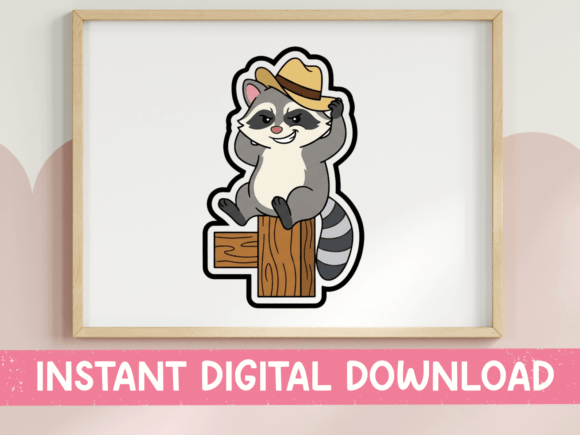 Raccoon in Cowboy Hat: A Charming T-Shirt Design Graphic