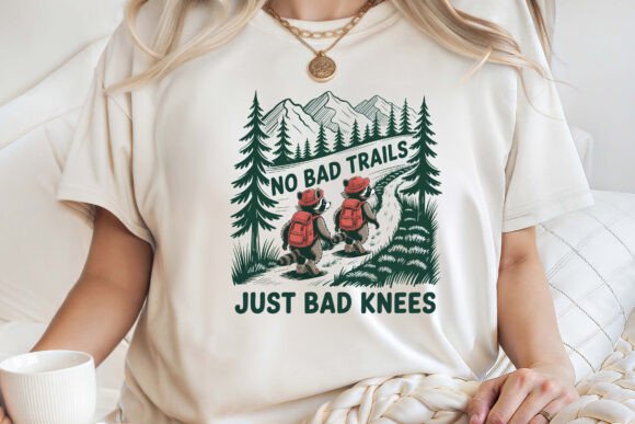 Retro Funny Hiking No Bad Trails PNG for T-Shirt Designs and Graphics