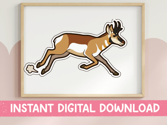 Running Pronghorn Antelope Sticker: A Graphic for T-Shirt Designs