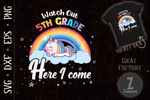 WATCH Out 5th Grade Unicorn Rainbow: A Vibrant Graphic for T‑Shirt Designs